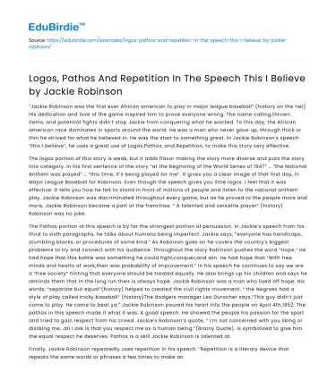 Logos, Pathos & Repetition in Jackie Robinson’s This I Believe