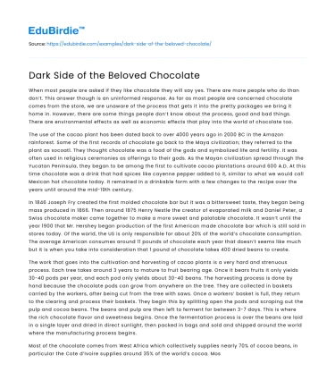 Dark Side of the Beloved Chocolate