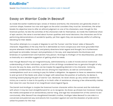Essay on Warrior Code in Beowulf