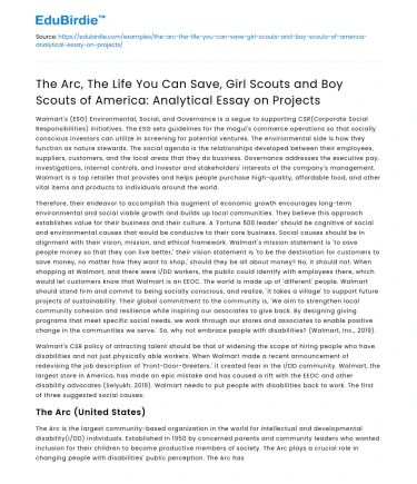 Analytical Essay: The Arc, Life & Scouts of America