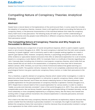 Compelling Nature of Conspiracy Theories: Analytical Essay