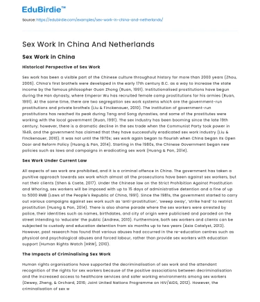Sex Work In China And Netherlands