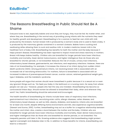 The Reasons Breastfeeding In Public Should Not Be A Shame