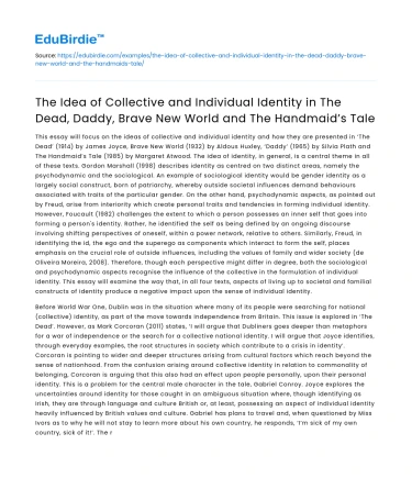 Collective and Individual Identity in Various Literary Works