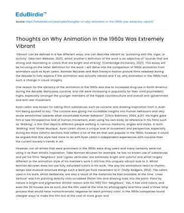 Thoughts on Why Animation in the 1960s Was Extremely Vibrant