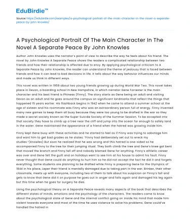 Psychological Portrait of Main Character in A Separate Peace