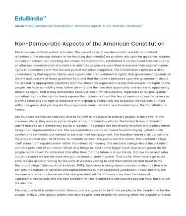 Non-Democratic Aspects of the American Constitution