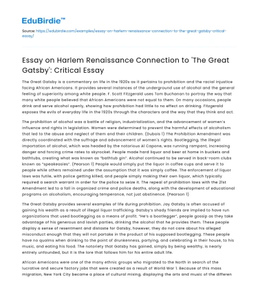 Harlem Renaissance Connection to ‘The Great Gatsby’