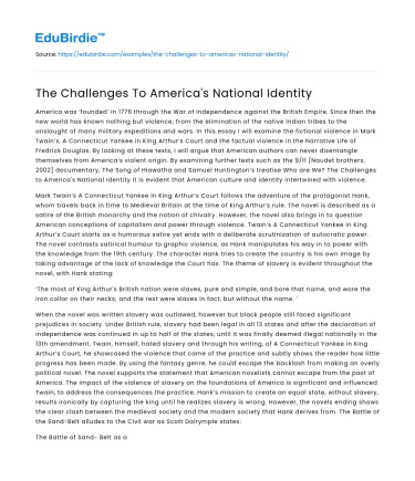 The Challenges To America’s National Identity