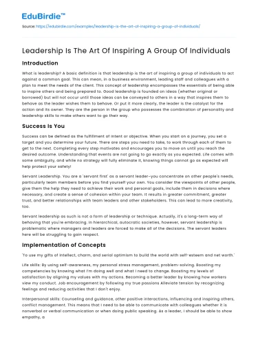 Leadership: The Art of Group Inspiration
