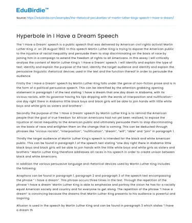 Hyperbole in I Have a Dream Speech