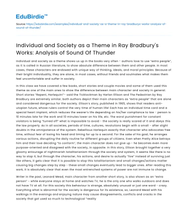 Individual vs Society in Ray Bradbury’s Sound of Thunder: Analysis