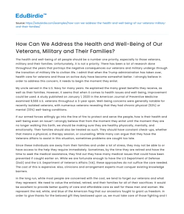 Supporting Veterans, Military, & Families’ Health