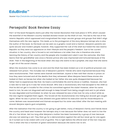 Persepolis: A Graphic Memoir Analysis