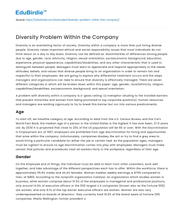 Diversity Problem Within the Company