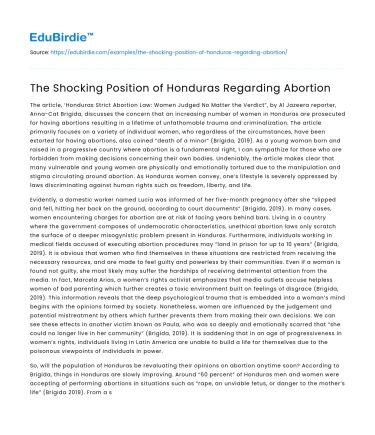 The Shocking Position of Honduras Regarding Abortion