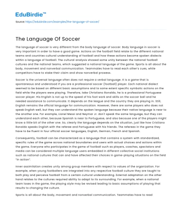 The Language Of Soccer