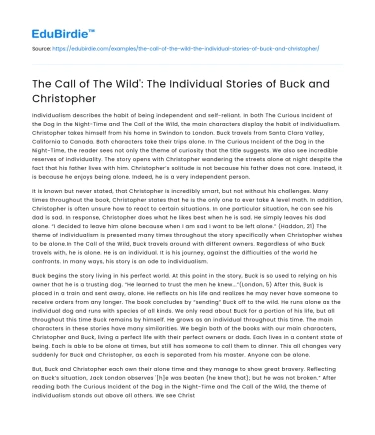 The Call of The Wild’: The Individual Stories of Buck and Christopher