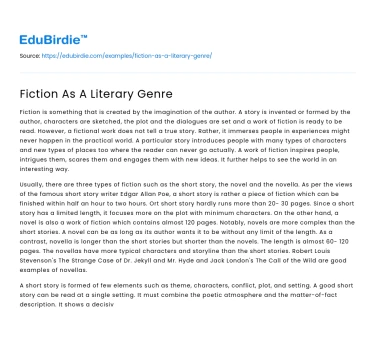 Fiction As A Literary Genre