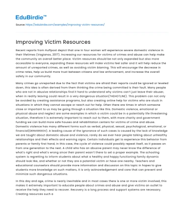 Improving Victim Resources