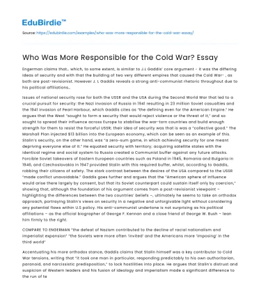 Who Was More Responsible for the Cold War? Essay