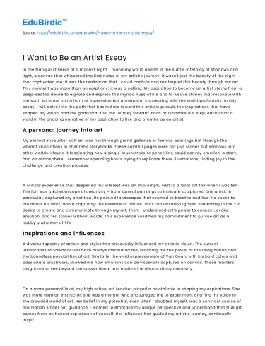 I Want to Be an Artist Essay