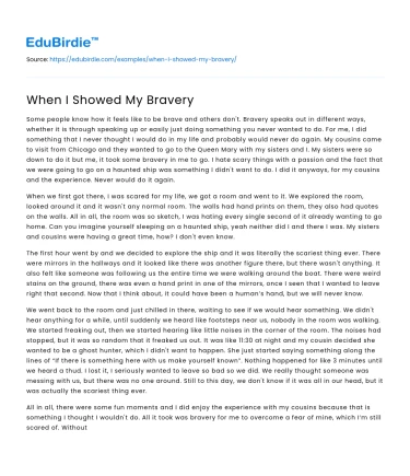 When I Showed My Bravery