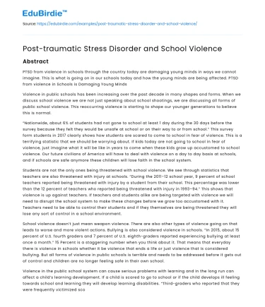 The Intersection of PTSD and School Violence