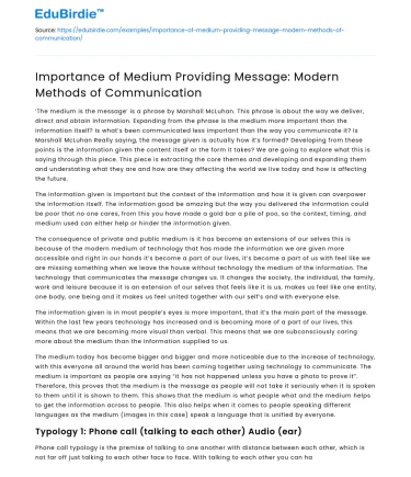 Importance of Medium Providing Message: Modern Methods of Communication