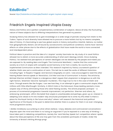 Friedrich Engels Inspired Utopia Essay