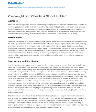 Overweight and Obesity: A Global Problem