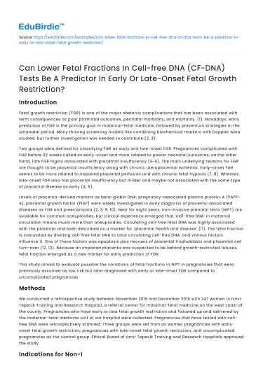 Predicting Fetal Growth with Lower CF-DNA Fractions