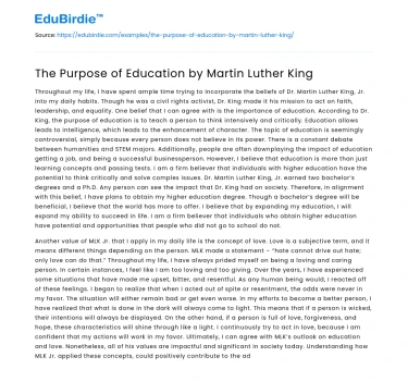 The Purpose of Education by Martin Luther King