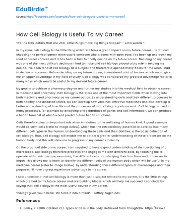 How Cell Biology Is Useful To My Career