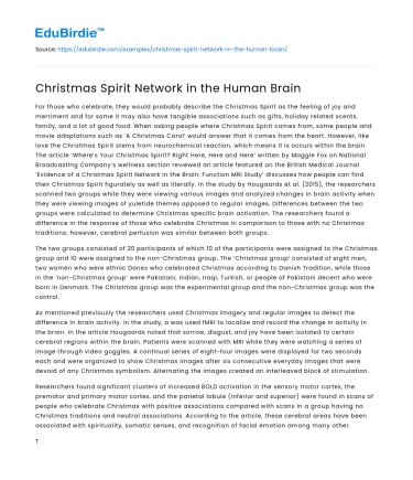 Christmas Spirit Network in the Human Brain