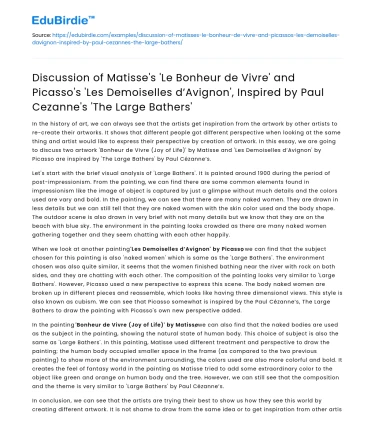 Comparison of Matisse’s and Picasso’s Key Works
