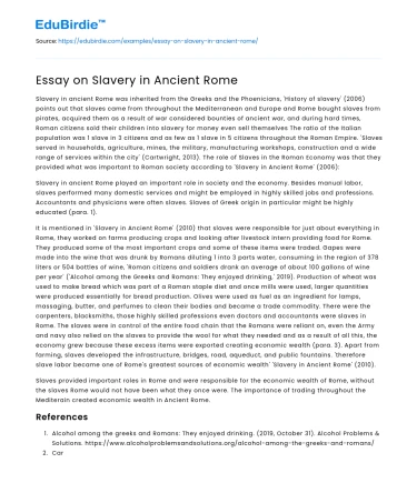 Essay on Slavery in Ancient Rome