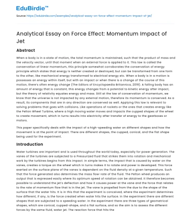 Analytical Essay on Force Effect: Momentum Impact of Jet
