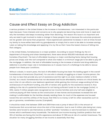 Cause and Effect Essay on Drug Addiction