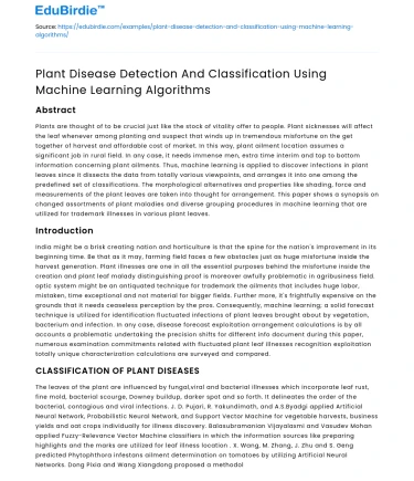 Plant Disease Detection Using Machine Learning