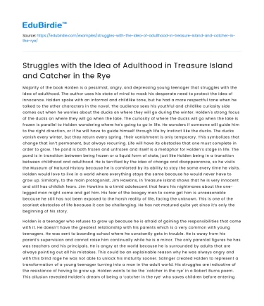 Adulthood Struggles in Treasure Island & Catcher in the Rye