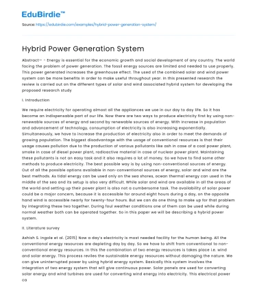 Hybrid Power Generation System