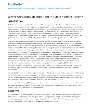 Why Is Globalization Important In Public Administration?