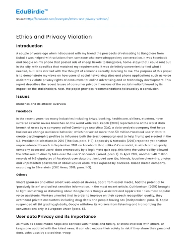 Ethics and Privacy Violation