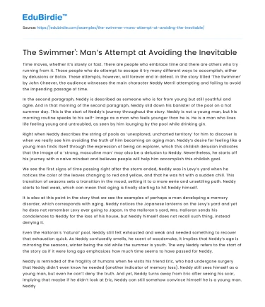 The Swimmer’: Man’s Attempt at Avoiding the Inevitable
