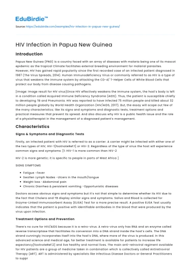 HIV Infection in Papua New Guinea