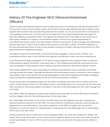 History Of The Engineer NCO (Noncommissioned Officers)