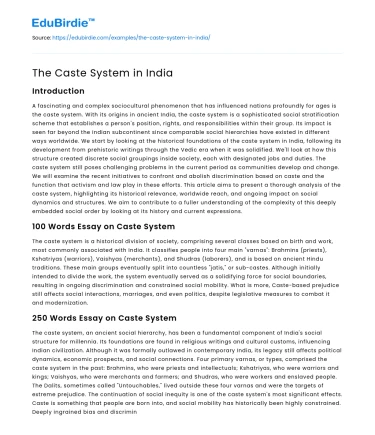The Caste System in India