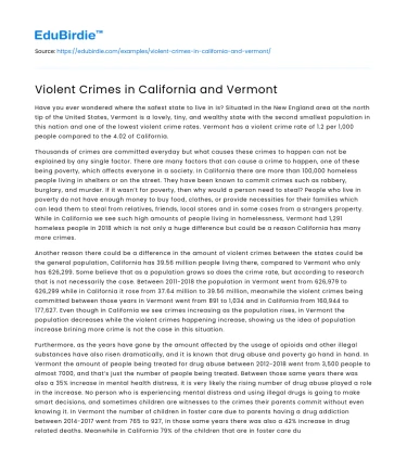 Violent Crimes in California and Vermont
