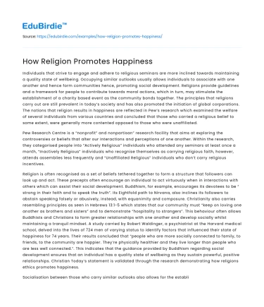 How Religion Promotes Happiness